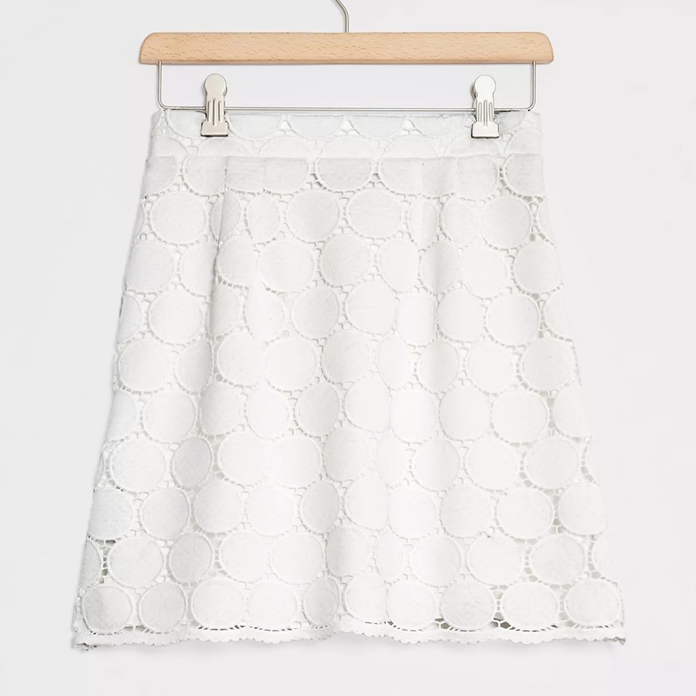 NWT. Anthropologie Embroidered Lace Mini Skirt M